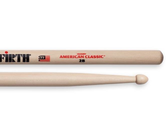 Vic Firth 2B American Classic Drumsticks (Hickory/Wood Tip) by Coast Music