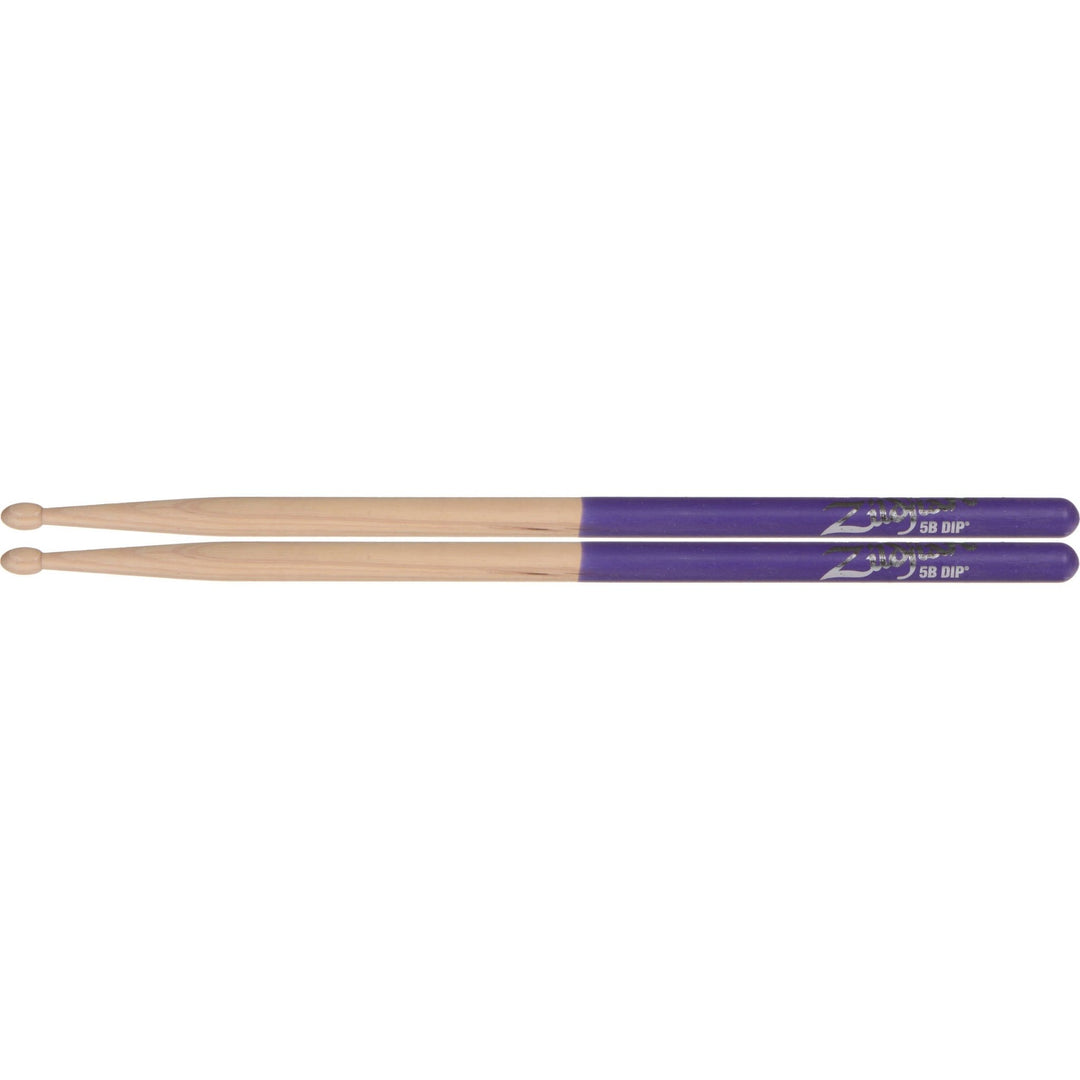 Zildjian 5B Wood Tip Purple Dip Drumsticks by Coast Music